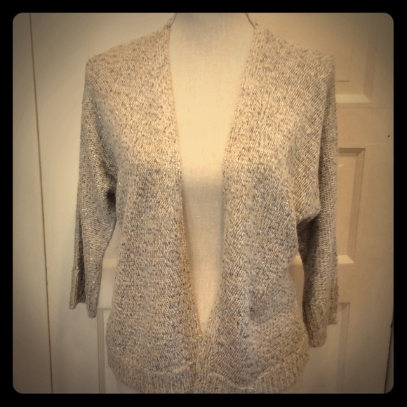 ANNE KLEIN SEQUINED OATMEAL CARDIGAN - Picture 2 of 4